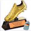Larius Trofeo Scarpa da Calcio Dorata (13,5 cm, 212 g) - Trofeo da calcio con incisione opzionale - Coppa del vincitore per tornei, MVP e capocannoniere - S2 (con testo personalizzato, L)