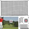 HEYOUTH Rete Allenamento Golf 3m x 4.5m con Bersaglio-Fibra Poliestere Nero a Maglie 2,54cm, Rinforzi Bordi + 10 Palle Elastiche + 4 Moschettoni - Montaggio Istantaneo per Giardino| Rete da Swing per Interni/
