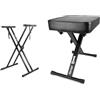 RockJam Xfinity Doublebraced Pre Assemblato Basamento Della Tastiera Altamente Registrabile Con Cinghie Di Bloccaggio & Premium Imbottita Tastiera Panchina E Piano Sgabello Regolabile