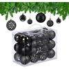 Relaxdays Palline di Natale, in Set da 50, Addobbi Natalizi, Opache, Lucide, Glitterate, ∅ 3,4 e 6 cm, Decorazioni, Nero