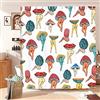 Uokiuki Divertente tenda da doccia a forma di fungo, simpatica e sexy, in tessuto anni '70 e '80, tende per il bagno, stile hippie, psichedelico, estetico, colorato, con 12 ganci, 188 x 188 cm