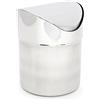 Relaxdays Mini Pattumiera da Tavolo, 1,2 L Volume, Secchio Rotondo in Acciaio Inox con Coperchio Ribaltabile, Argentato