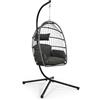 Greemotion Poltrona sospesa per interni ed esterni, con telaio, 73 x 55 x 100 cm, design Egg-Chair, stabile e pieghevole, con cuscino