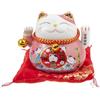 lachineuse - Statuetta Gatto Maneki Neko - Simbolo Fortune - Braccio mobile - Portafortuna tradizionale giapponese - 10 x 12 x 10 cm - Porcellana, Rosa - Batteria LR03 non inclusa