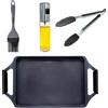 NERTHUS FIH 1670 - Piastra Grill Alluminio Pressofuso Quantanium PPG - Induzione, Gas e Vetroceramica - 43 cm - Set con Pinza, Pennello e Spray Olio