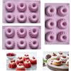 Firavggu Mini Ciambelle in Silicone, 3 Pezzi Stampo per Dolci a Spirale, con Rivestimento Antiaderente, Viola Chiaro Stampi per muffin Ciambella Stampi per Cioccolato,per Bigné, Cubi Ghiaccio,Muffin