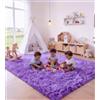 VOFUSHON Tappeto Camera da Letto 80x150 cm Viola, Tappeto per Lato Letto e Cameretta, Morbido a Pelo Lungo, Lavabile a Mano e Antiscivolo