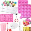 GZMAISULEE Kit di stampi per cake pop 610PCS Set per la creazione di lecca-lecca con supporto per cake pop, bastoncini e involucri per cake pop, penna per la decorazione, 4 punte per il riempimento