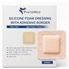 PintoMed - Medicazione sterile adesiva in schiuma di silicone con bordo 5 cm x 5 cm (cuscinetto 2,5 cm x 2,5 cm) scatola di 5 medicazioni. Assorbente. Per il trattamento di ferite croniche e acute.