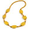Avalaya Collana gialla ovale e quadrata in legno e perle di vetro, lunghezza 64 cm, N05061