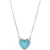 IMINI Collana con Ciondolo a Forma di Cuore Turchese per Donne e Ragazze in Argento Sterling 925 con Cuori D'amore Catena Regolabile Collana Girocollo Gioielli Carini Regali di San Valentino (Argento)