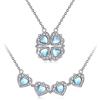 POPLYKE Collana da donna in argento Sterling Lucky Four Clover con zirconi cubici magnetici a forma di cuore, Zirconia cubica Pietra di luna zirconi, Moonstone, zirconi