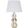 Lampada da Tavolo Glam Balls 28x46x28 cm in Ceramica Bianco/Oro