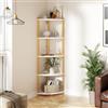 Ruichang Libreria Scaffale Angolare a 5 Livelli, Scaffalatura da Terra Mobile Angoliera Scaffale Espositivo Aperto in Legno Bambù per Soggiorno, Cucina, Casa, Ufficio, Corridoio,Bianco