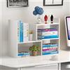 Wylnsie Scaffale da scrivania, scaffale espositivo espandibile, libreria, in legno, per casa, ufficio, home office, libreria, scuola, colore bianco
