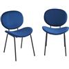 BAÏTA Set di 2 sedie SHEILA, velluto blu con gambe in metallo nero
