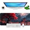 Ridilozey Tappetino per mouse XL per gaming, motivo: fiori di ciliegio, rosso, per desk pad, grande tappetino giapponese, accessori da ufficio, tappetino da scrivania, 80 x 30 cm (fiori di ciliegio)