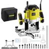 DEWINNER Fresatrice Verticale Legno 1800 W 10000-26000 giri/min DEWINNER, Fresatrice per Legno con Set di 12 frese,7 Velocità,Pinza 6/8/12 mm, Regolazione Della Profondità Della Fresa, Borsa di Tela