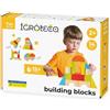 Igroteco® Set di 14 blocchi universali in legno naturale, colori certificati, durevoli, creativi e sicuri, con 15 idee di costruzione, regalo per bambini dai 2 anni in su