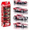 Hot Wheels - Set 5 Veicoli Core Mattel per l'80° Anniversario, macchinine in Scala 1:64 con Decorazioni e Confezione da Collezione, Giocattolo per Bambini, 3+ Anni, JGK08