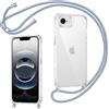 Coiwxmoi Cover per iPhone 16e/SE 4/SE 2025 con Cordino, Custodia Trasparente con Regolabile Collana Ultra Sottile Antiurto AntiGraffio TPU Silicone Bumper Protettiva Case con Laccio Tracolla, Blu
