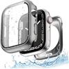 Yolovie Custodia impermeabile 2 in 1 compatibile con Apple Watch SE3/SE2/SE2 Serie 6/5/4 44 mm Accessori, iWatch Vetro Protezione Schermo PC Hard Protezione, Telaio Posteriore per Uomo Donna, Titanio