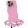 MyGadget Cover per iPhone 15 Pro - Custodia con Corda - Case con Cordino Opaca Antiurto/Bumper con Laccio/Tracolla - Practical Stylish per Collo Rosa