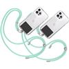 TBOC 2X Cordino Catenella Laccio Strap Porta Cover [Verde Acqua] con Toppa di Plastica [Nero] Telefono Cellulare da Collo - Tracolla Catenina Cordini da Cellulari Accessori Universale Laccetti
