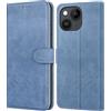 Leacckl Cover per iPhone 13 / iPhone 14, Custodia a portafoglio in Pelle PU Premium [Magnetica a Scatto] [Funzione Stand] per iPhone 13 / iPhone 14, Blu