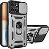 ESTH® Custodia per Honor X8 5G/Honor X6 con Custodia per Fotocamera Scorrevole e Supporto ad Anello [Cover Paraurti Compatibile con Supporto Magnetico per Auto], Argento