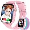 PTHTECHUS Smartwatch Bambini, Orologio per Bambino Bambina GPS con 4G Telefono, SOS Videochiamata Chat Vocale Sveglia Contapassi Modalità Classe Gioco, Smartwatch Ragazza e Ragazzo 4-12 Anni Kids Regalo, Rosa
