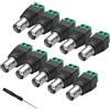 MEIRIYFAbnc Adattatore BNC a Cat5e, 10 pezzi, femmina Plug a 2 morsetti a vite, adattatore senza saldatura per Coax Cat5/6 CCTV sorveglianza di sicurezza
