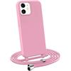 MyGadget Cover per iPhone 12 Mini - Custodia con Corda - Case con Cordino Opaca Antiurto | Bumper con Laccio | Tracolla - Practical Stylish - Rosa