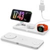 SUNGUY Caricatore Wireless compatibile con Mag-safe, 3 in 1 Ricarica Base Senza Fili Stazione 15W per iPhone serie 16, 15/14/13/12, per Apple Watch 8/7/6/5/4/3/2/SE Pods Pro 2a generazione - Bianca