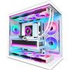 HYXN H3(2026) Case PC ATX - Preinstallato con 6 ventole ARGB PWM a specchio infinito,Compatta ATX Dual Camera Mid Tower Gaming PC Case, con Type-C 3.2 (Bianco)