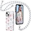 Coalbooliy Custodia con Cordino per iPhone 14/iPhone 13 6,1, Aesthetic Summer Collage Fiocco Disegno 2 in 1 Cover con Collana Cellulare Girocollo per Femmina Antiurto Protettiva Bumper Case, 04