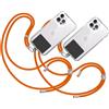 TBOC 2X Cordino Catenella Laccio Strap Porta Cover [Arancio] con Toppa di Plastica [Nero] per Telefono Cellulare da Collo - Tracolla Catenina con Cordini da Cellulari Accessori Universale Laccetti