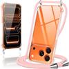 Micnkifo Cover con Cordino per iPhone 17 Pro, Trasparente Silicone Sottile Morbido Custodia con Regolabile Collana Laccio Tracolla, Antigraffio Antiurto Proteggere Case con Corda, Rosa