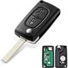 AULESSE FSK Chiave Telecomando Completo, 2 Tasti Auto Guscio Chiave, 433 MHz con ID46 PCF7961 Elettronico Chip Radiocomando per Peugeot 207 307 308 407, Citroen C2 C3 C4 C5 -CE0536 - VA2