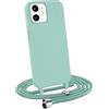 MyGadget Cover per iPhone 12 Mini - Custodia con Corda - Case con Cordino Opaca Antiurto con Laccio | Tracolla - Practical Stylish - Verde menta