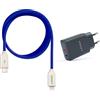 GROOVY Caricabatterie USB-A + USB-C 20W con Cavo Apple 1 Metro | Ricarica Rapida 3A, Silicone Liquido Colorato, Compatibile iPhone e iPad (COBALTO)