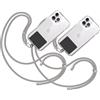 TBOC 2X Cordino Catenella Laccio Strap Porta Cover [Grigio] con Toppa di Plastica [Nero] per Telefono Cellulare da Collo - Tracolla Catenina con Cordini da Cellulari Accessori Universale Laccetti