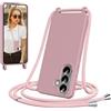 Jrkvniv Cover per Samsung Galaxy S26 Plus con Cordino, Morbido TPU Silicone Case con Laccio Tracolla, Regolabile e Rimovibile, Antiurto AntiGraffio Case per Samsung Galaxy S26 Plus, Rosa