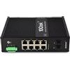 10Gtek Industrial IP40, 10-Port Gigabit Ethernet Switch (w/20-km SFP transceiver), G0208i , DIN-Rail Mount（power supply is not included）