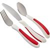 NRS Healthcare Kura Care - Set di posate per persone a mobilità ridotta, colore: Bianco/rosso