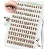 Obeyalash Ciglia Autoadesive Marroni, Senza Colla Marrone Ciglia Finte a Ciuffetti Naturali 8-14mm C Curl, Press-On Pre Incollate Cluster Lashes con Pinzette, Kit Fai da Te per Principianti (Y-09)