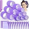GeeRic 33pz Bigodini per Styling Capelli, GeeRic 18 Bigodini Autoadesivi+12 Fermagli per Capelli+2 Magic Bangs+Pettine DIY Rullo di Bigodino per Capelle Lunghi/Corti/Parrucchiere(Diametro:4.4/3.6/2.5CM)