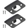 PATIKIL 2Pz Piastra Chiusura Porta 2-1/4x1-3/4 Piastra Chiusura Nera | Angolare Rotonda Labbro Esteso, Piastra Chiusura Sicurezza Universale, per Serratura a Scrocco, con Vite per Porta