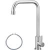 CECIPA Rubinetto per acqua fredda in acciaio inox, girevole a 360°, solo acqua fredda, resistente rubinetto per cucina, WC e giardino, spazzolato
