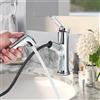 JUNSOTTOR Rubinetto per lavabo estraibile con doccia, rubinetto da bagno con 2 tipi di getto, miscelatore monocomando per bagno, cromato